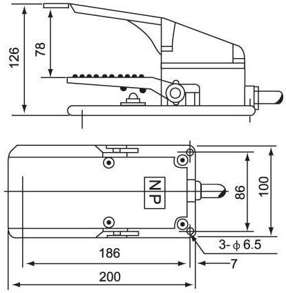 Cntd On-Off switch Foot Silver 1pcs