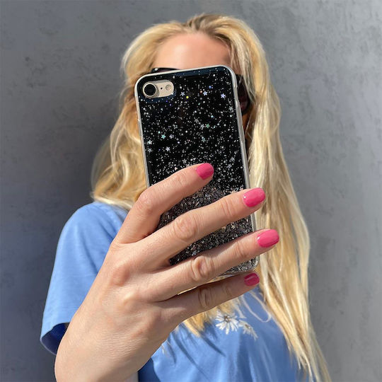 Wozinsky Star Glitter Umschlag Rückseite Silikon Schwarz (Redmi Note 9T)