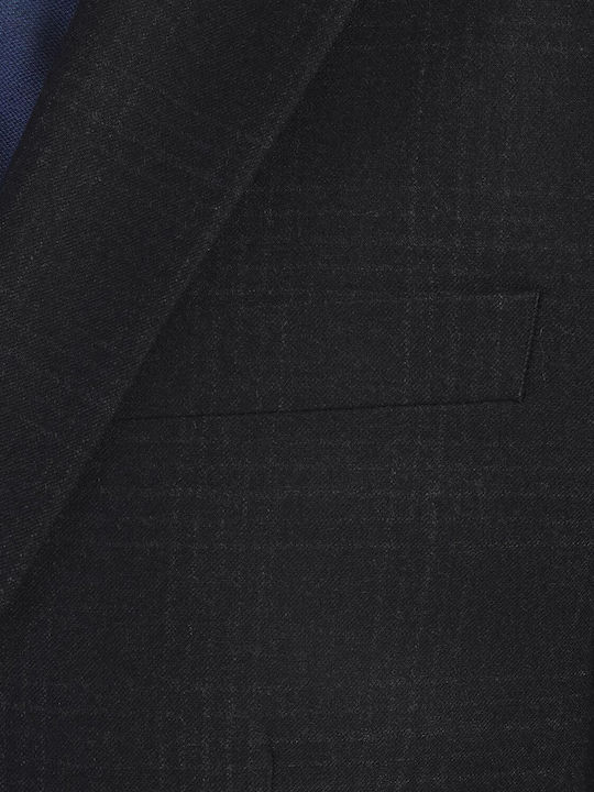 Black Wool Micro-Pattern Slim Fit Super 130's Mauro Boano Jacket