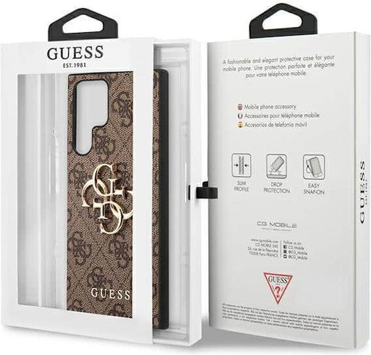 Guess Metal Logo Back Cover Δερματίνης / Πλαστικό Καφέ (Galaxy S23 Ultra)