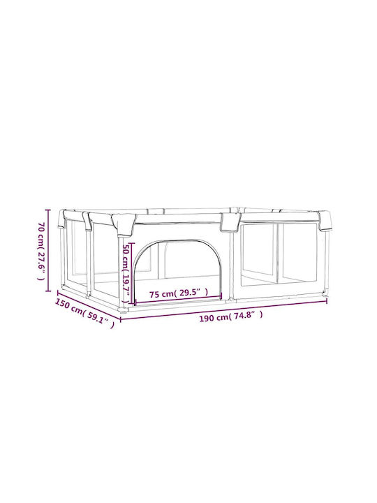 vidaXL Παρκοκρέβατο με Στρώμα Γκρι 190x150cm