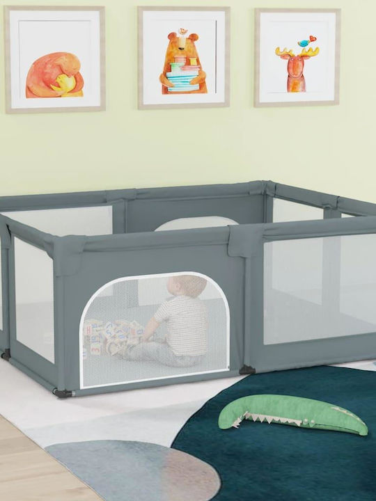 vidaXL Παρκοκρέβατο με Στρώμα Γκρι 190x150cm