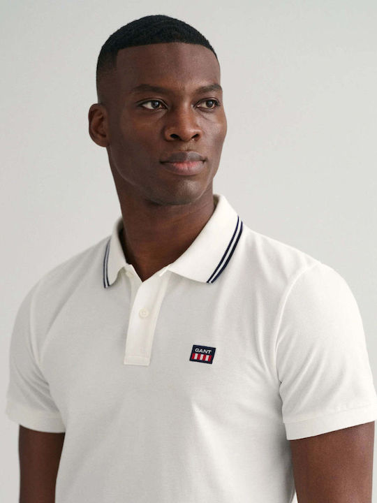 Gant Ανδρικό T-shirt Polo Λευκό