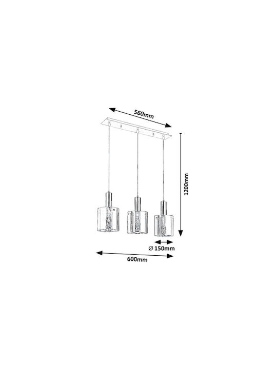 Rabalux Donati Pendant Light Three-Light Rail for Socket E27 Silver