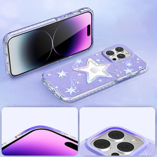Kingxbar Heart Star Back Cover Silicone 0.3mm Purple (iPhone 14 Pro Max)