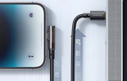 Mcdodo CA-3380 Angle (90°) / Braided USB 2.0 Cable USB-C male - USB-A / USB-C 100W PD Μαύρο 1.2m CA-3380