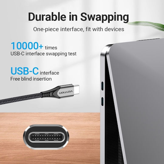 Vention Braided USB 2.0 Cable USB-C Male - USB-C 100W PD Gray 2m TAEHH