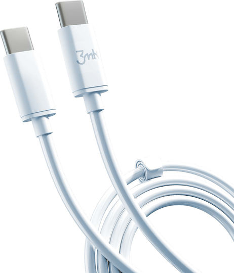 3MK Hyper USB 2.0 Cable USB-C male - USB-C 100W Λευκό 2m 3MK4020