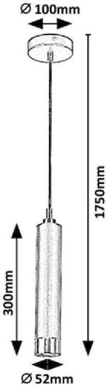 Rabalux Zircon Κρεμαστό Φωτιστικό Γκρι με Ντουί GU10 10εκ.