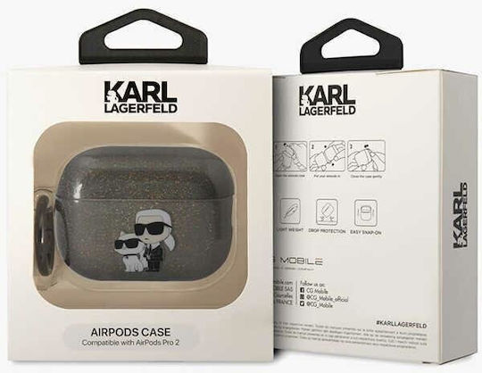 Karl Lagerfeld Karl And Choupette Θήκη Σιλικόνης με Γάντζο σε Μαύρο χρώμα για Apple AirPods Pro