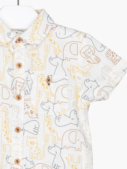 Kids Shirt Short Sleeve Linen White