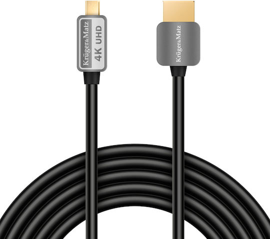 Kruger & Matz Cable HDMI male - micro HDMI male 1.8m Μαύρο