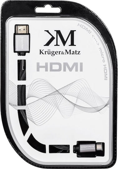 Kruger & Matz Cable HDMI male - micro HDMI male 1.8m Μαύρο