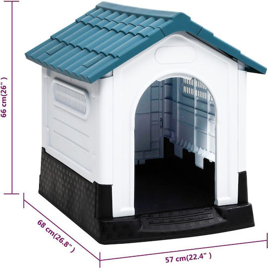 vidaXL Hundehaus Kunststoff Außenbereich Blau 57x68x66cm