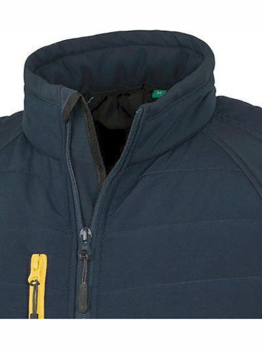 Sleeveless Jacket Softshell Waterproof and Windproof Navy/Yellow