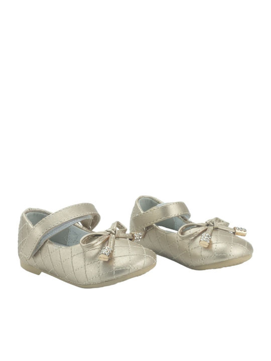 Kids Anatomic Ballerinas with Hoop & Loop Closure Gold