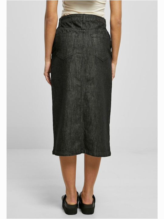 Urban Classics TB6018 Denim High Waist Midi Skirt in Black color