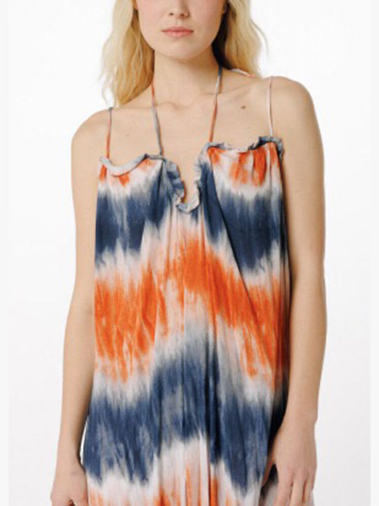 Loose Fit Maxi Tie Dye Dress Blue/Orange