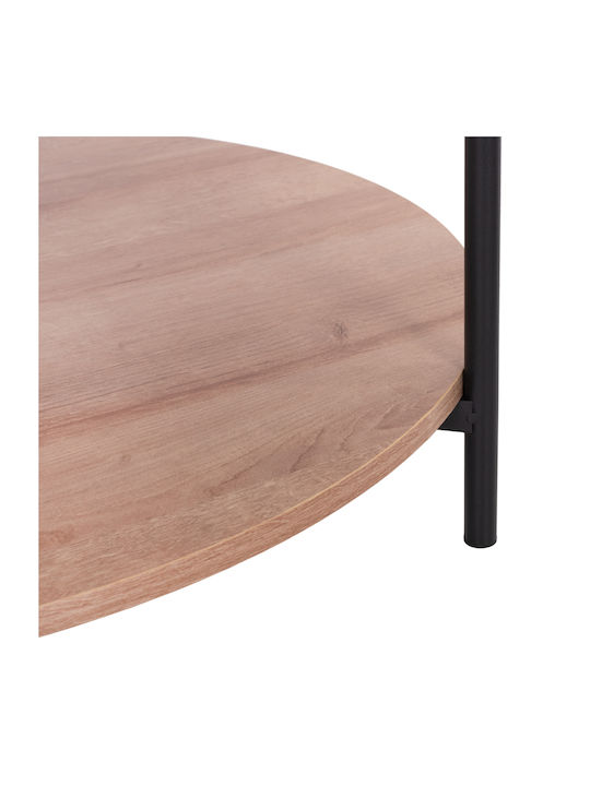 Round Central Coffee Table Matteo Wooden Natural / Black L75xW75xH40cm