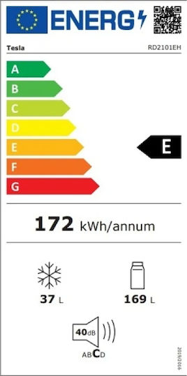 Tesla Ψυγείο Δίπορτο 206lt Υ143xΠ54xΒ55.5εκ. Λευκό RD2101EH