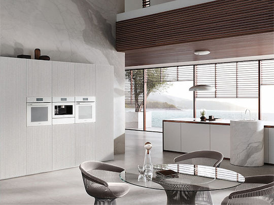 Miele DA 7078 D Aura 3.0 White Loom Απορροφητήρας Νησίδα Ανακύκλωσης 70cm Λευκός με Wi-Fi