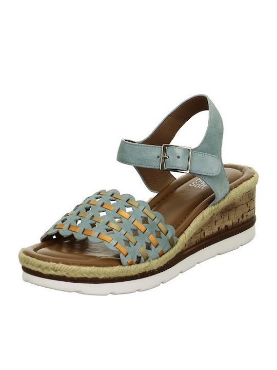 Ara Anatomic Women's Leather Ankle Strap Platforms Turquoise