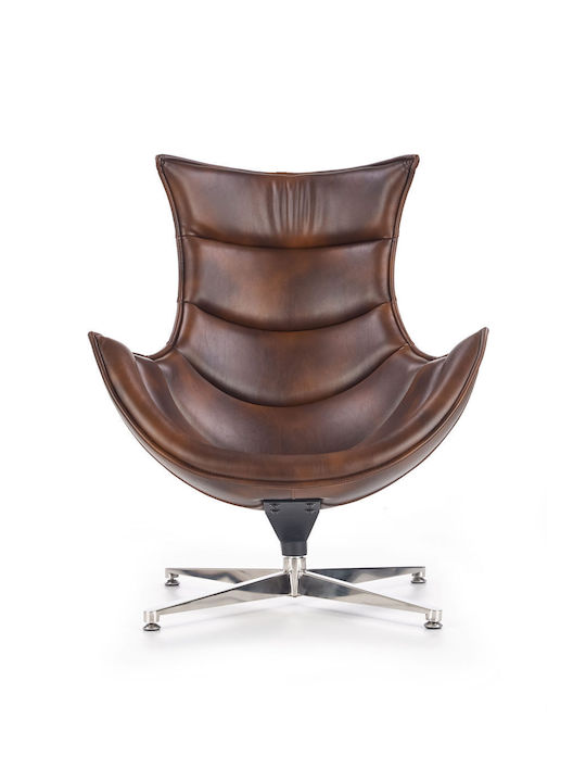 Luxor Rotativ din Piele Ecologică Maro 86x84x96cm