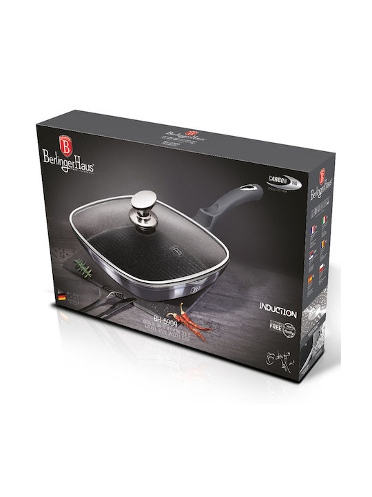 Berlinger Haus Metallic Line Grill With Lid made of Aluminum with Stone Coating Carbon Pro Edition 28cm