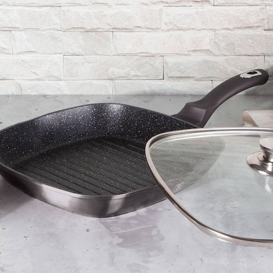 Berlinger Haus Metallic Line Грил С капачка от Алуминий с Каменно Покритие Carbon Pro Edition 28см