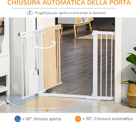 Pawhut Ușa pentru Câini din Metal de Culoare Alb 131 x 76cm