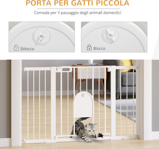 Pawhut Ușa pentru Câini din Metal de Culoare Alb 131 x 76cm