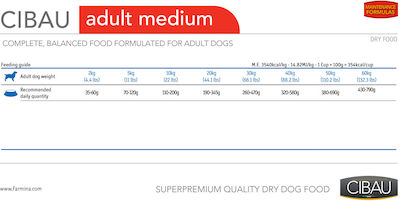 Farmina Cibau Adult Medium 2.5kg Dry Food for Adult Dogs of Medium Breeds with Corn, Meat and Rice