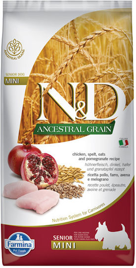 Farmina N&D Ancestral Grain Senior Medium & Maxi 2.5kg Trockenfutter mit wenig Getreide für ältere Hunde mittlerer & großer Rassen mit Huhn und Granatapfel