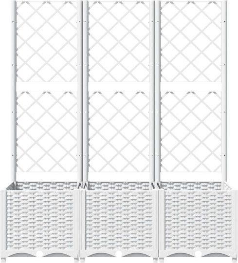 vidaXL Planter Box Plastic White 120x40x136cm.