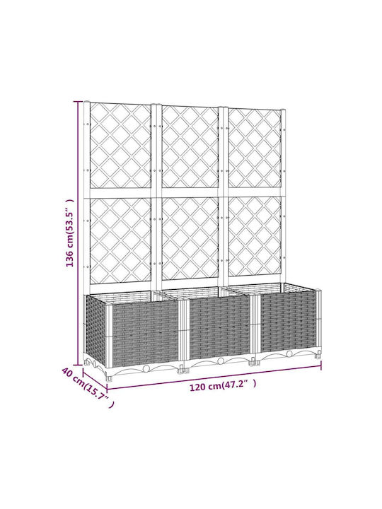 vidaXL Planter Box Plastic White 120x40x136cm.