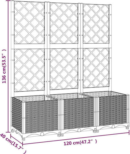vidaXL Planter Box Plastic White 120x40x136cm.
