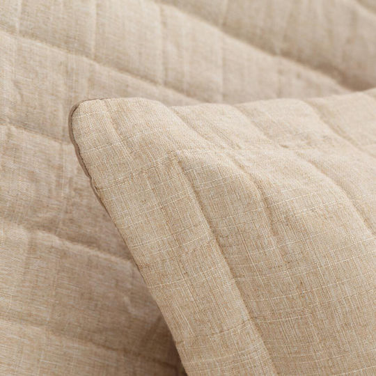Borea Microlinen Κουβερλί Υπέρδιπλο από Πολυεστέρα Μπεζ 220x240cm