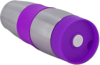 Aria Trade Glass Thermos Stainless Steel Purple 380ml with Mouthpiece