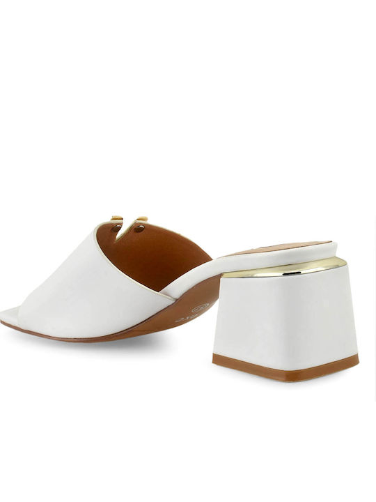 Carmen107 Mules with Chunky Low Heel in Red Color