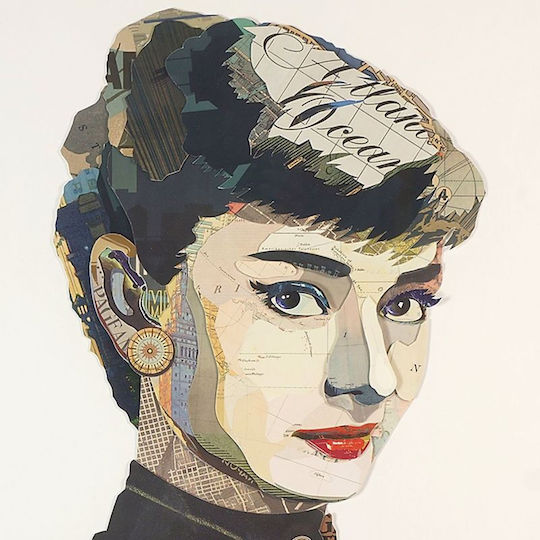 Supergreens Colaj Audrey Hepburn Cadru Din Lemn 75x75 cm