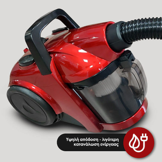 HomeVero HV-CVM710 Прахосмукачка 700W С контейнер 2лт Червена