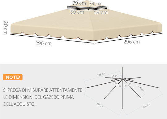 Outsunny Pavillonabdeckung Beige 3x3m