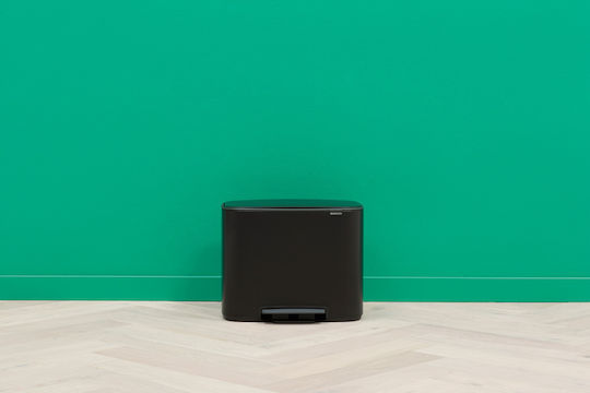 Brabantia Recycling Waste Bin Made of Inox with Pedal Black 33lt