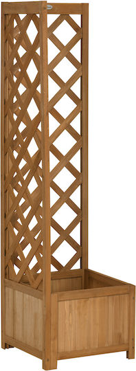 Outsunny Planter Box Cu Fund Gol Din Lemn Maro 40x40x145cm