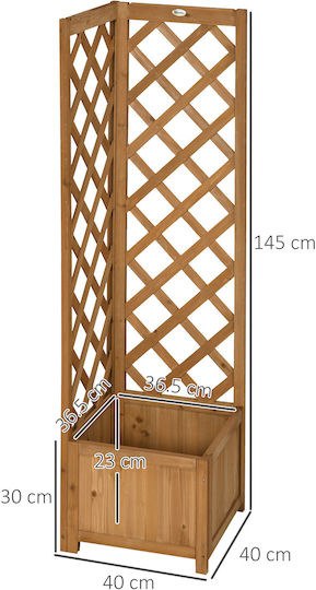 Outsunny Planter Box Cu Fund Gol Din Lemn Maro 40x40x145cm