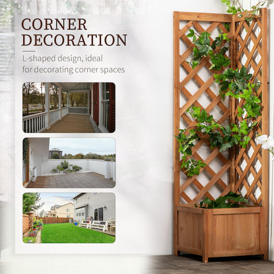 Outsunny Planter Box Cu Fund Gol Din Lemn Maro 40x40x145cm