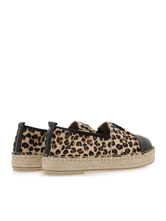 Damen Espadrilles Leopard Beige