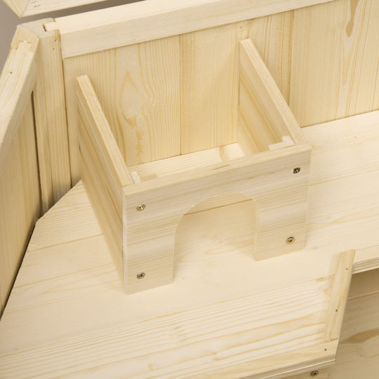Pawhut Σπιτάκι για Χάμστερ 3 Επιπέδων Ξύλινο 115x60x55cm