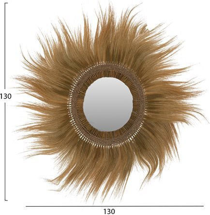 HomeMarkt Wall Mirror Full-Length Rayung Grass with Green Rattan Frame Diameter 130cm