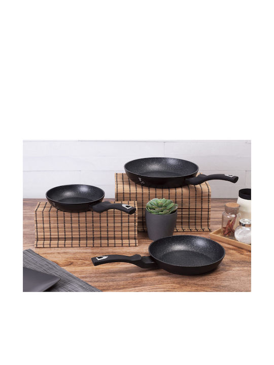 Berlinger Haus Black Silver Collection Pans Set of Aluminum with Stone Coating Black 3pcs